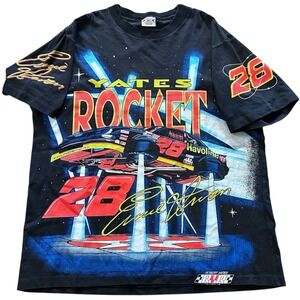 Vintage 90s Ernie Irvan Robert Yates Rocket T Shirt Racing AOP Single Stitch XL